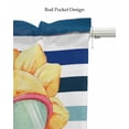 thumbnail image 5 of Summer Sunflower Linen Curtain Valance for Bedroom/Bathroom/Kitchen/Office/Living/Dining Room Window,Funny Geometric Stripe Navy Blue Rod Pocket Topper Decorative Cafe Drapes Panel 54"x18", 5 of 6