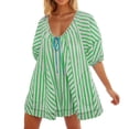 thumbnail image 2 of Womens Oversized Striped Jumpsuit Shorts with Pockets for Beach Vacation Clothes Green M, 2 of 6
