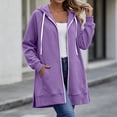thumbnail image 5 of Zysthvn Tunic Hoodies Women Full Zip Casual Fall Drawstring Women's Sweatshirt with Pockets Solid Long Sleeve Loose Fit Tops, 5 of 9