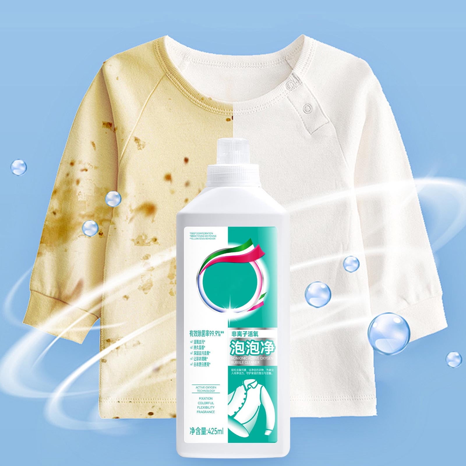 Limpiador de ropa multiusos de 425 ml, eficaz, con oxígeno no iónico ...
