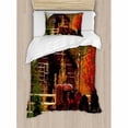 thumbnail image 3 of Fall Duvet Cover Set Queen Size, Rustic Cabin with Rusty Tractor Country Cottage House Seasonal Colors US Flag Loyalty, Decorative 3 Piece Bedding Set with 2 Pillow Shams, Multicolor, by Ambesonne, 3 of 3