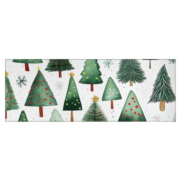 White Christmas Tree Pattern Kitchen Rug Mat,Kitchen Runner Rugs Non Skid Washable,Decorative Kitchen Floor Mats for Kitchen,Sink,Laundry,17"X47"