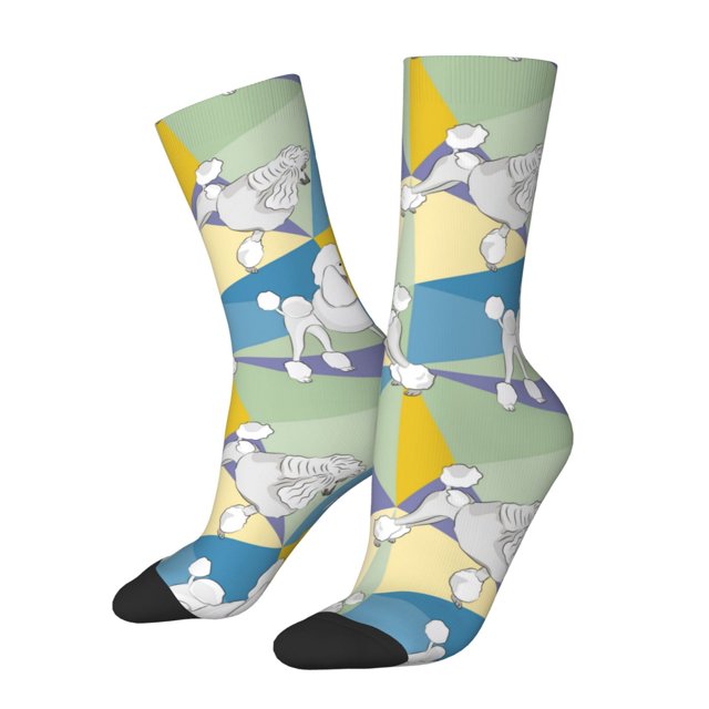 Fotbe Cute Poodle Dog Calcetas Largas con Estampado para Hombre y Mujer – Calcetas de Compresión Transpirables y Elásticas, Viajar y Uso Diario Talla 5-11