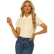 thumbnail image 1 of Blusa de Algodón Allegra K con Volantes y Cuello Vuelto para Mujer Beige XS, 1 of 5