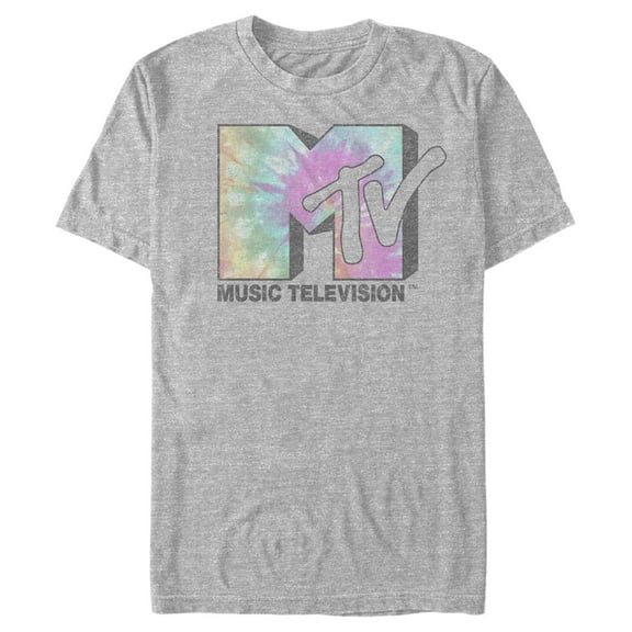 Men's MTV Tie Dye Block Logo  Graphic Tee Athletic Heather Large