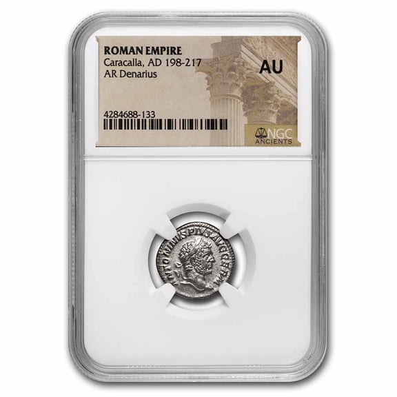 Roman Silver Denarius Emperor Caracalla (198-217 AD) AU NGC