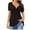 Black, variant on Women Deep V Neck Twist Knot Front Top Summer Casual T-Shirt Short Sleeve Pleated Blouse Hot Pink L