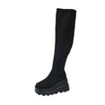 thumbnail image 2 of Miluxas Women's Over the Knee Platform Thigh High Boots Long Stretch Soft Chunky Lug Sole Fall Boots Black 8.5(41), 2 of 9