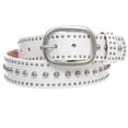 thumbnail image 2 of Ladies Oval Buckle Metal Circle Studded Leather Belt, 2 of 5