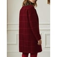 thumbnail image 2 of Women's Winter Notched Collar Plaid Wool Blend Trench Coat Plus Size Mid-Length Peacoat Color Size M, 2 of 6
