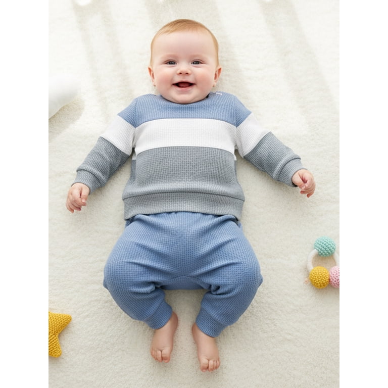 Loicainy Toddler Boy Striped Long Sleeve Top and Pants Set photo 3