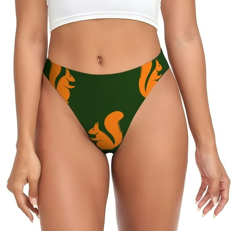 Qokaie Bold Squirrel Silhouettes Printed Women s Cotton Thong Underwear  Sexy Breathable Panties G-string-Large