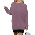 thumbnail image 6 of TEMOFON Plus Size Womens Shirts Long Sleeve Tops Waffle Knit Crew Neck Sweatshirts Fashion Side Slits Casual Pullover Plum, 6 of 10