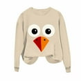 thumbnail image 2 of Womens Tops Plus Size Hoodless Turkey Printed Round Neck Long Sleeve Sweatshirts Khaki L, 2 of 3