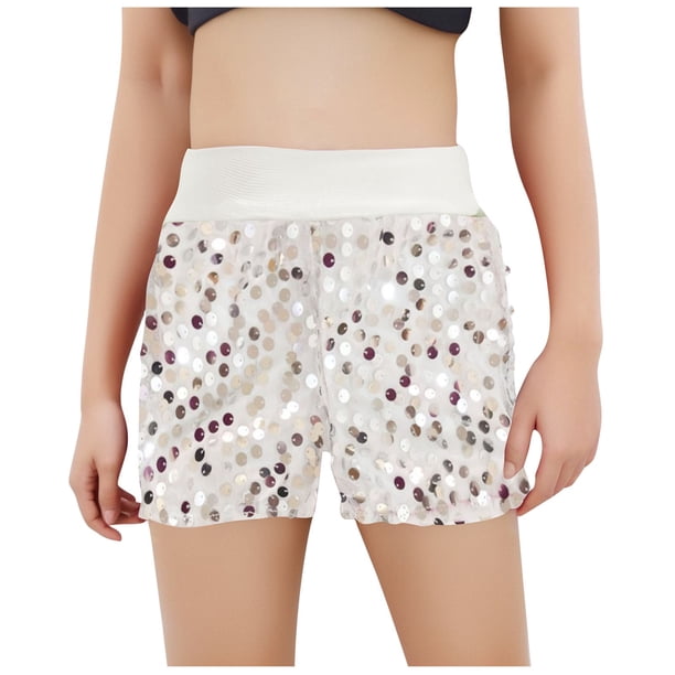 Odeerbi 5-14 Años Niños Niñas Pantalones Cortos Metálicos Brillantes Para Baile Pantalones Cortos Deportivos Atletismo Etapa Rendimiento Conjuntos Pantalones Cortos Elásticos de Cintura