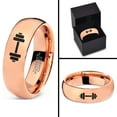 thumbnail image 4 of Tungsten Weightlifting Barbell Weight Band Ring 7mm Men Women Comfort Fit 18k Rose Gold Dome Polished, 4 of 4