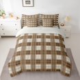 thumbnail image 2 of Homewish Classic Geometric Plaid 7-Piece Twin Bedding Sets,Modern Geometric Bedding Comforter Set,Brown Grid Sheet Sets For Boys Kids,Super Cozy Room Decor Reversible, 2 of 8