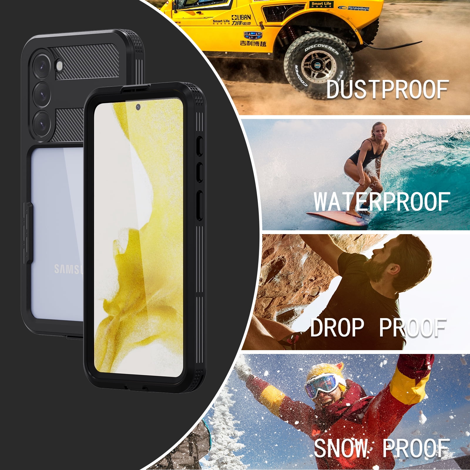 Designed for Samsung Galaxy S23 Plus Case,Waterproof Case with Built-in Screen Protector Shockproof Dustproof Heavy Duty Full Body Protective Case for Samsung Galaxy S23 Plus 5G 6.6", Black