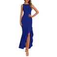 thumbnail image 1 of Vestido largo PRETTYGARDEN 2025 sin mangas con volantes azul sirena, 1 of 8