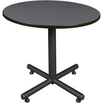 Round Breakroom Table - 42" Adjustable Conference Table - Grey Office Meeting Table for Classrooms