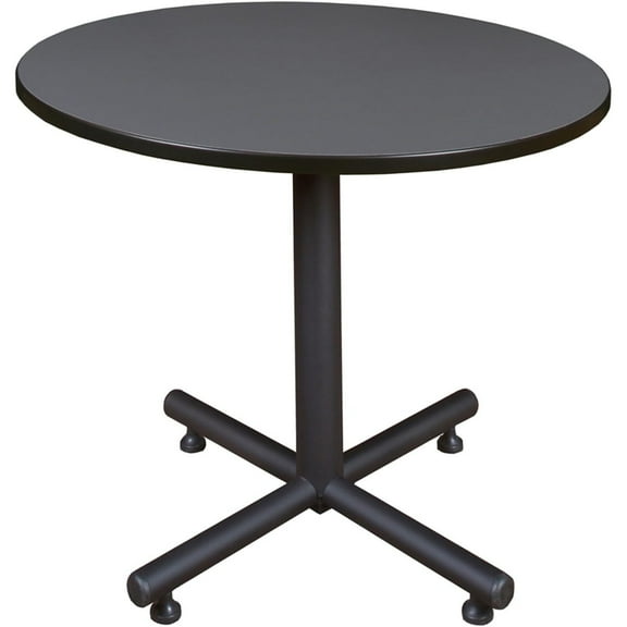 Round Breakroom Table - 42" Adjustable Conference Table - Grey Office Meeting Table for Classrooms