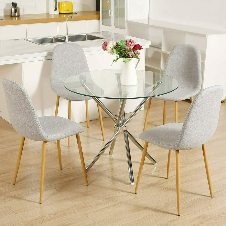 Round glass dining set for 4 outlet