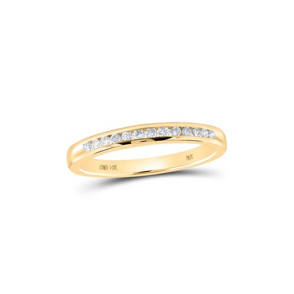 14kt Yellow Gold Womens Round Diamond Wedding Single Row Band 1/6 Cttw