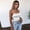 White, variant on Women's Tennis Tanks Lace Slim Crop Backless Club Top Imitated Up Fit Silk Blouse for Party Yellow XL