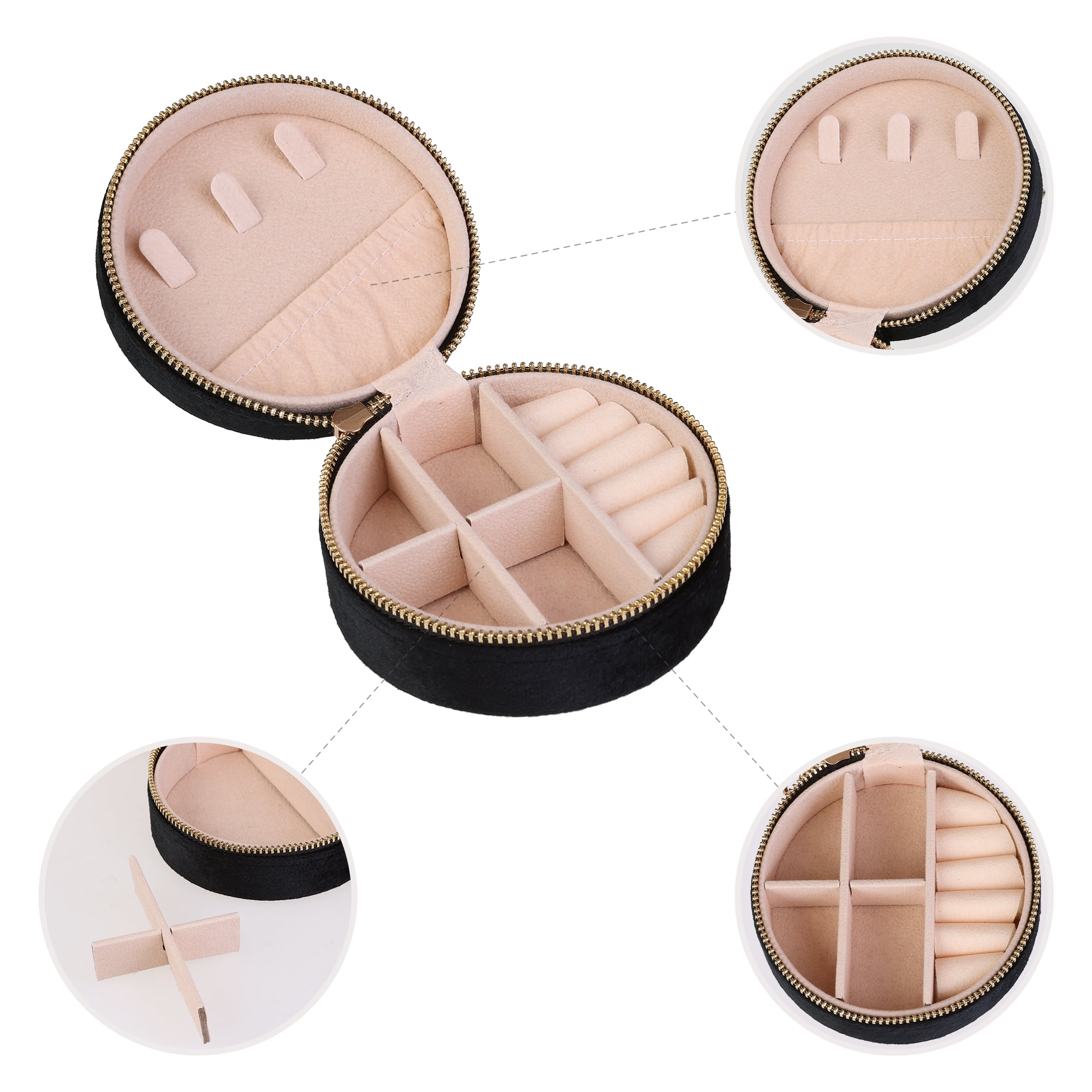 Unique Bargains Jewelry Box Small PU Leather Jewelry Organizer Case Storage Display Holder Black