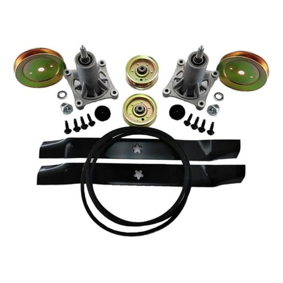 Lawn Mower Deck Rebuild Kit with Blades, Pulleys, Spindles and Belt