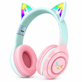 thumbnail image 2 of RNKR Kids Headphones Cat Ears,Kid Wireless Headphones For Study | Gradient Color Headphones With Microphone And LED Light For Home, School, 2 of 9