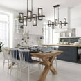 thumbnail image 2 of Tinka 32 Inches Modern Farmhouse Linear Black Chandelier 5-Light Geometric Kithen Island Pendant Lights Brass, 2 of 5
