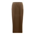 thumbnail image 5 of Ediodpoh Womens Skirt Women's High Waist Solid Color Casual Drawstring Side Slit Skater Skirt with Pockets Stretchy Comfortable A Line Coffee XL, 5 of 7