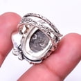 thumbnail image 2 of Turritella Agate -Wyoming & Smokey Oxidised Flower Designer 925 Silver Plated Ring s.7.5, Brown Turritella Agate Ring R_9365_307_9, 2 of 2