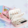 thumbnail image 3 of RUseeN Travel Jewelry Box, Upgraded Travel Jewelry Case, Portable Jewelry Boxes for Women, PU Leather Jewelry Box, Travel Jewelry Organizer for Necklaces, Rings, Earrings, Bracelets, Pink, 3 of 7