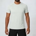 thumbnail image 2 of Men's Short Sleeve Crew Neck T-Shirt with Side Slit Hem – Solid Lightweight Tee Tops for Summer Gym and Casual Wear Basketball Undershirt, 2 of 8