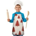 thumbnail image 2 of Red Christmas Tree Pattern Kids Aprons for Girls and Boys,Adjustable Neck Strap Toddler Aprons for Kids Cooking Baking, 2 of 7