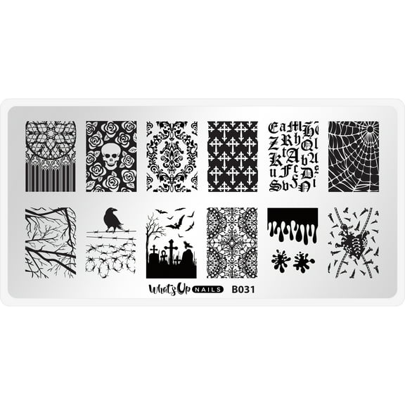 Whats Up Nails B031 Gothic Affection Metal Stamping Plate for Nail Art Design