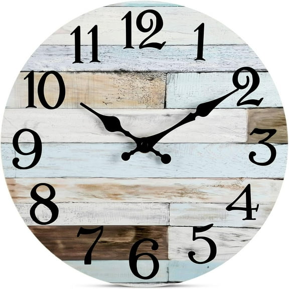 QCQHDU 12" Vintage Rustic Indoor Decorative Wall Clock, Silent Non-Ticking