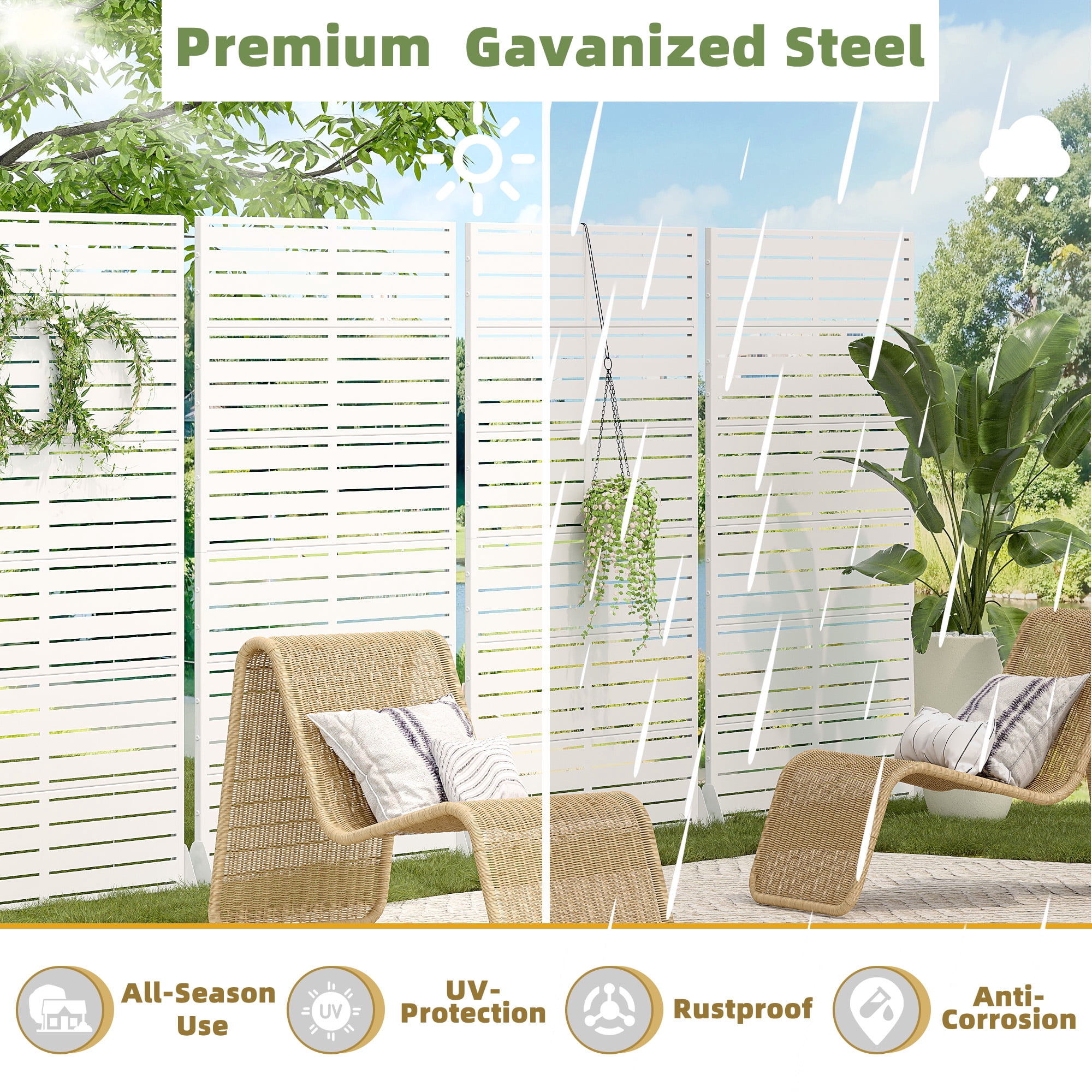 MAYEERTY 72" x 47" Privacy Screen Fence, Heavy Duty Fence Privacy Screen Outdoor