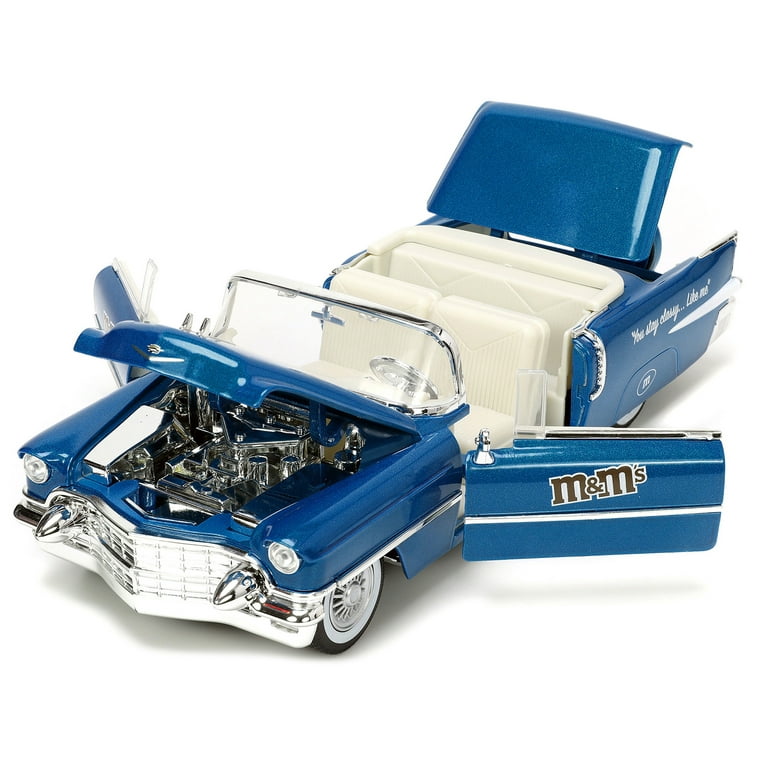 JD HR 1/24 M&M's 1956 キャデラック with BLUE 1956 Cadillac with Blue M&M's Figure 1:24 Scale Diecast