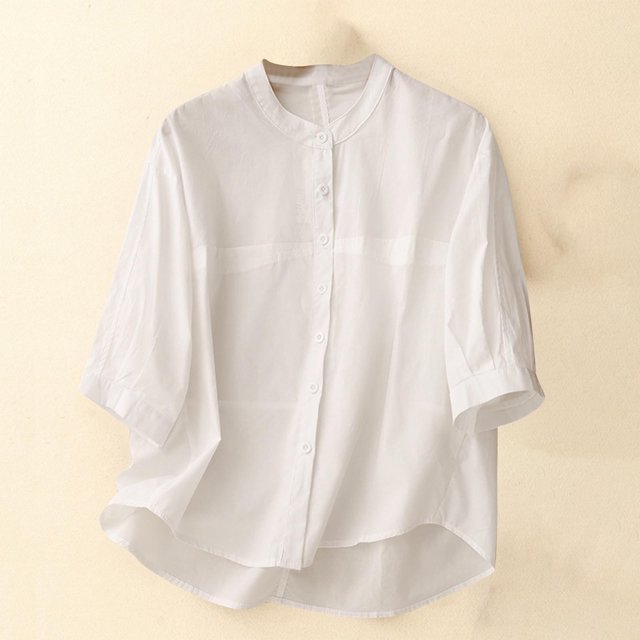 Sijiajgjfu Women's Henley Tops 3/4 Lenght Sleeve Notch V Neck Solid Color Basic Tees