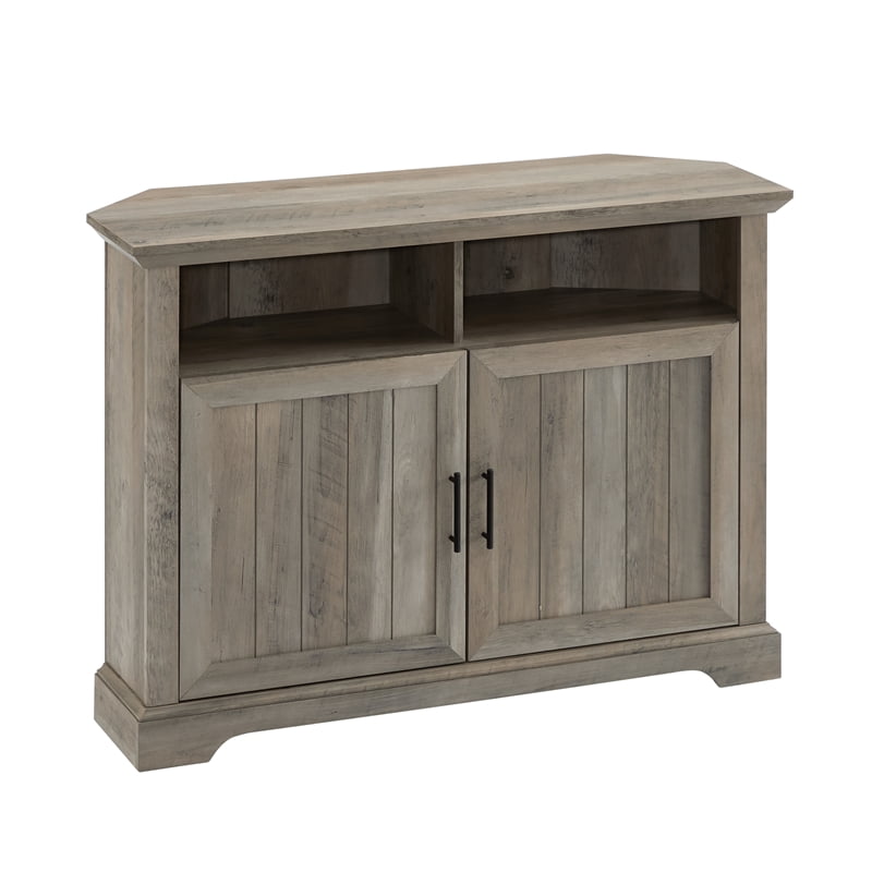 Photo 1 of Walker Edison 44 Grooved Door Corner TV Stand in Gray Wash
PREVIOSLY OPENED AND USED