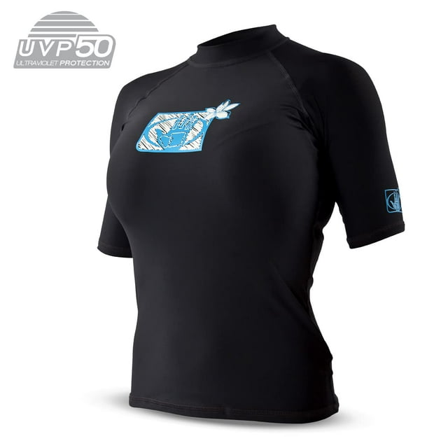 Body Glove 13210W-XL-BLK Basic Womens Short Arm Rashguard - Extra Large, Black