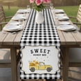 thumbnail image 4 of Yellow Truck Table Runner 72 Inches, Spring Bees Honey Daisy Black Lattices Bed Runner Dresser Scarves Tabletop for Indoor Outdoor Parties/Ceremony/Banquet, 13" x 72", 4 of 8