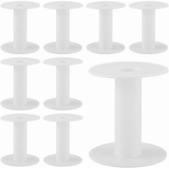 15Pcs 68 x 74mm Empty Plastic Spool Long Spools White Weaving Tread Chain Tape Wire Holder Organizer String Bulk for Crafts Stitch Crochet Supplies Embroidery Needle Yarn Women Adults