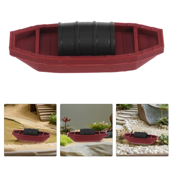 OULII Small Vintage Plastic Sailboat Figurine for Desktop Rustic Boat Decoration