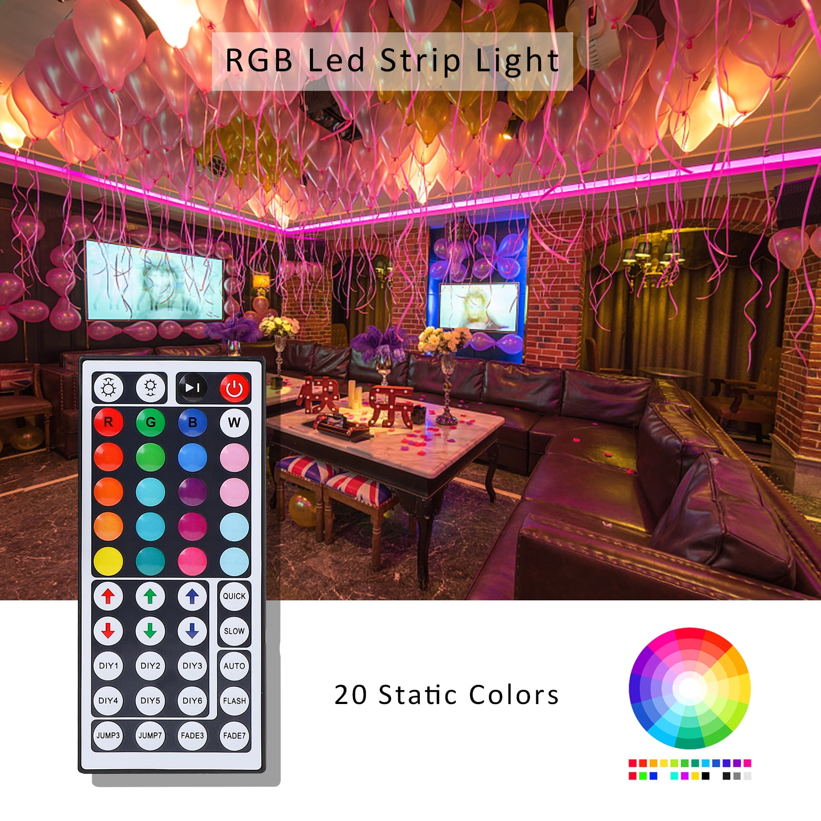 16.4ft RGB LED Strips Light Kit for Xmas ThanksGiving Day Party Decoration 5050 SMD Rope Light for Home Kitchen Living Room Waterproof