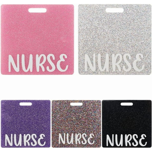 Colorful 5Pcs Nurse Badge Buddy Card Holder 5 Glitter Colors Acrylic Horizontal Badge Marker Holder Cards Nursing ID Name Identification Tags Gift for Nurses Hospital Worker Accessories 3.3x3.2 Inch