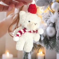 Plush Bear Christmas Decorative Ornament - Cute Stuffed Bear Hanging Accessory, Mini Christmas Tree & Small House Decor, Perfect Desktop & Photo Decoration for Holiday Celebrations, 4.72*3.35in, C